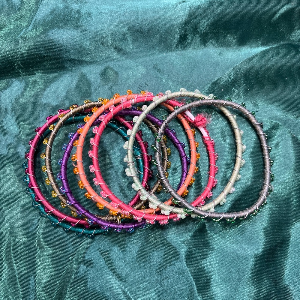 Handmade woven colorful bangles set